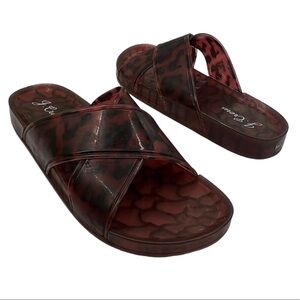 J. Crew Criss Cross Brown Tortoise Jelly Slide Sandals Size 8 Women's